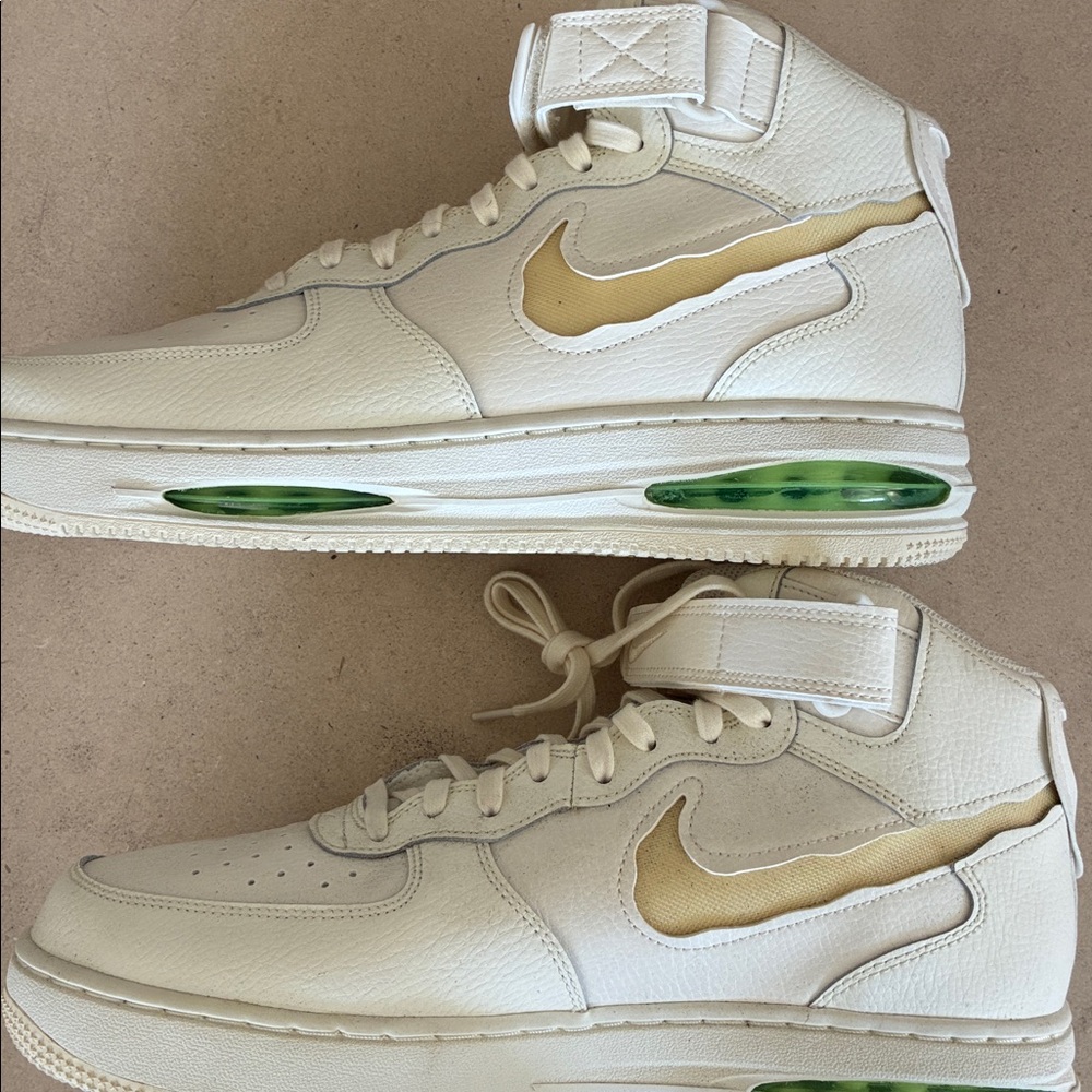 New ! Nike AIR  FORCE HIGH TOP  , NEW Off-White and Lime Sneakers - Picture 5 of 6